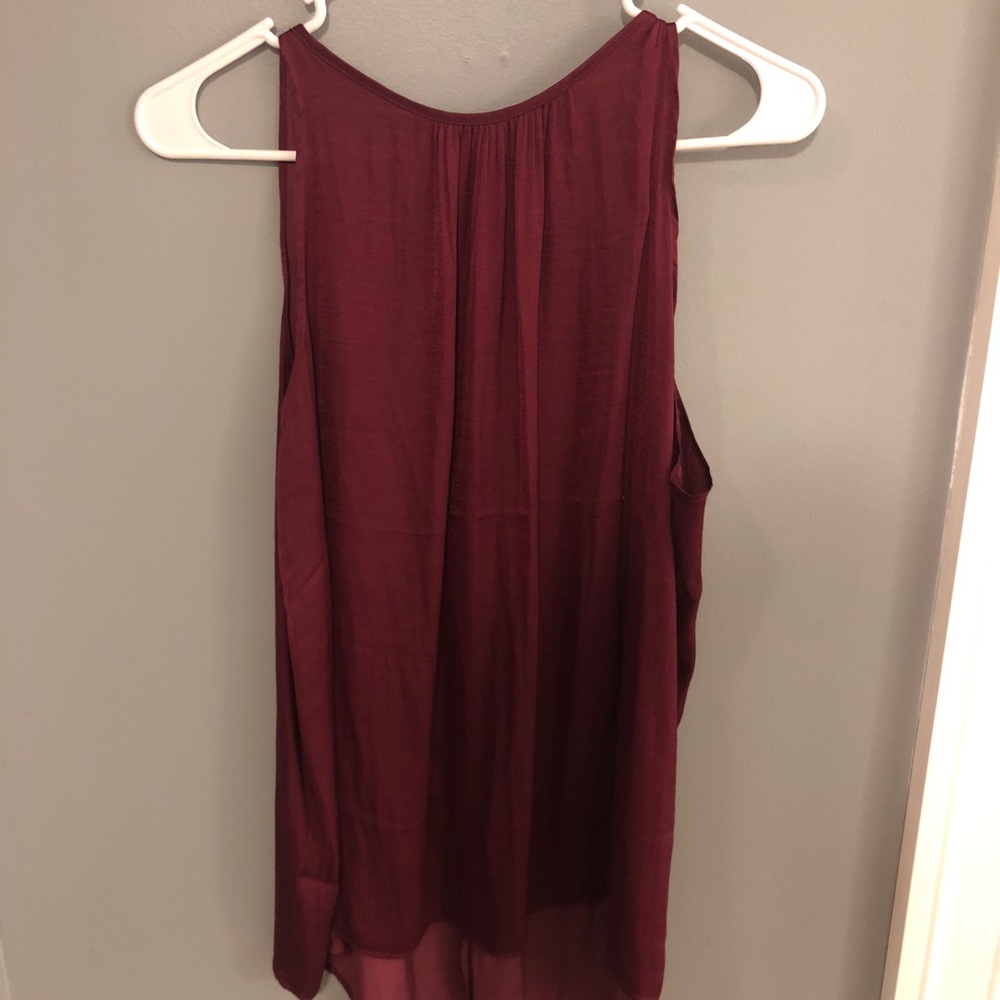 Faux silk high neck tank top